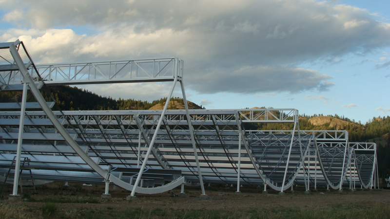 The CHIME telescope under construction